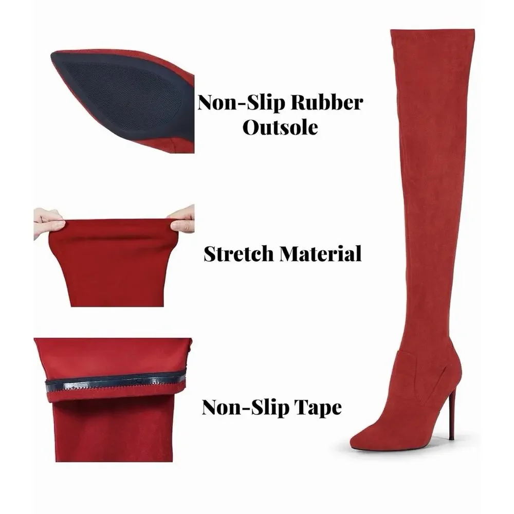 Elisabet Tang Thigh High Boots Over the Knee Boots Red Women’s 7